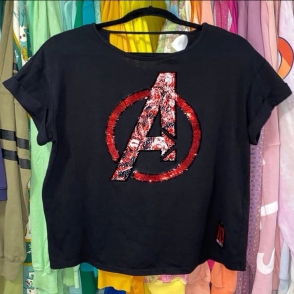 Disney Tops - Disney parks marvel reversible sequin avengers hidden faces 10 year t-shirt